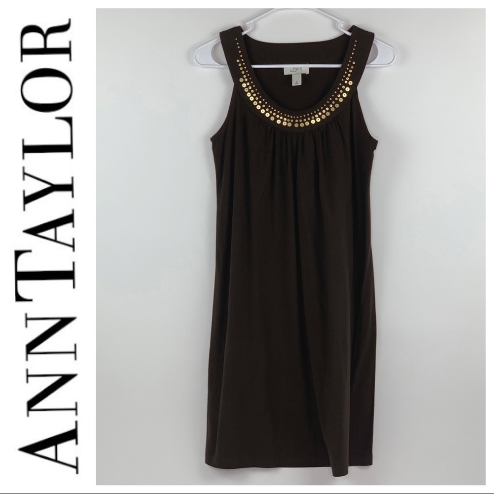 Ann Taylor LOFT Sleeveless Sheath Dress Brown S